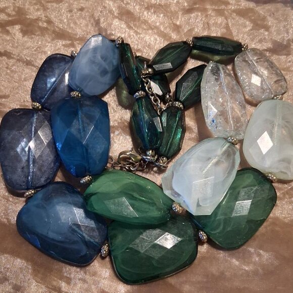 Multi-Color Faux Chalcedony 2 Strand Necklace - Picture 3 of 5